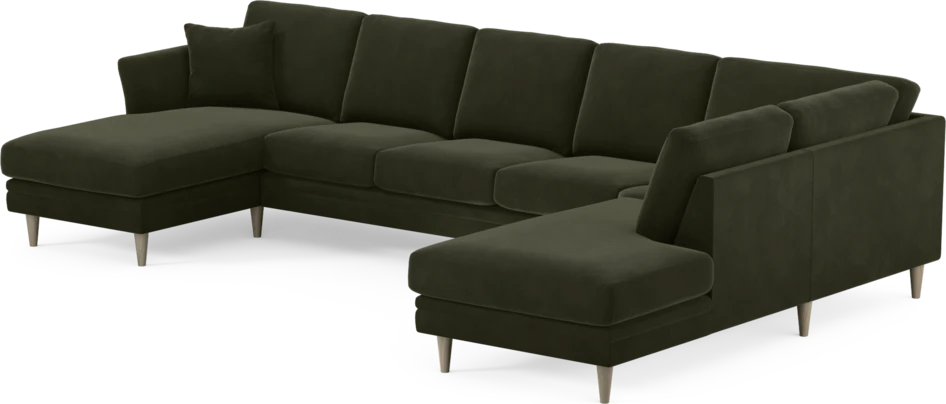Eden - 3-sits soffa med schäslong vänster och divan höger - Grön
