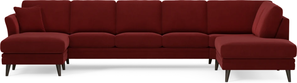 Eden - 3-sits soffa med schäslong vänster och divan höger - Röd