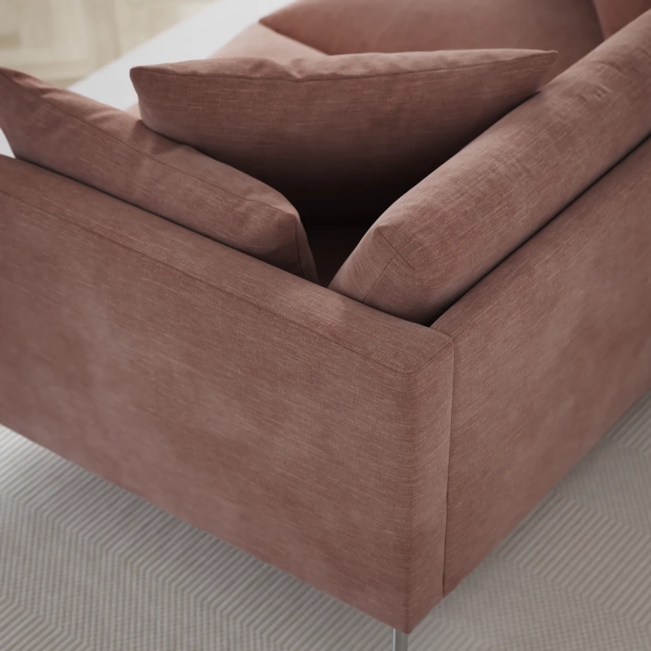 Harper - 3-sits soffa, hel dyna - Rosa