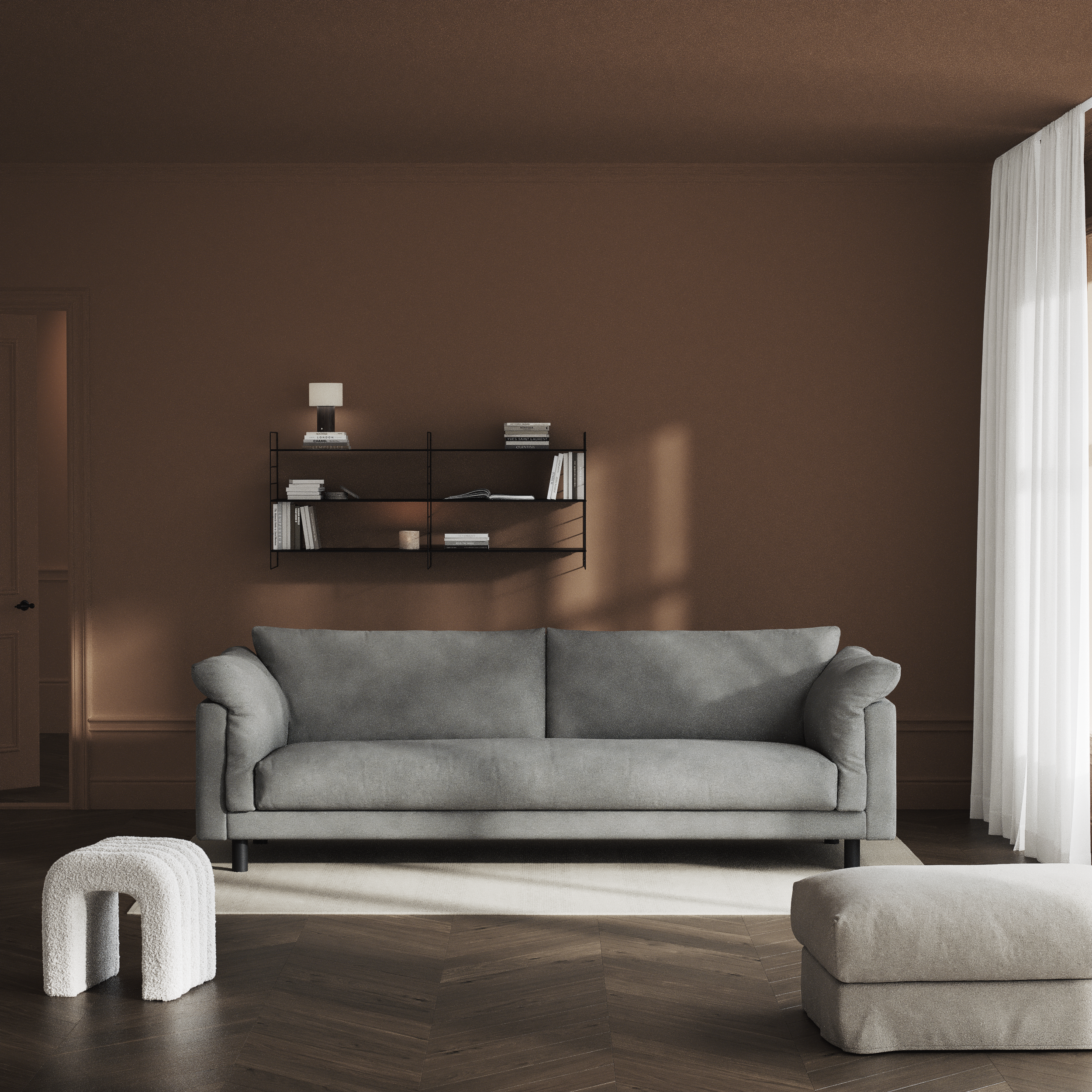 Cherrie, 4-sits soffa, hel dyna, fast klädsel