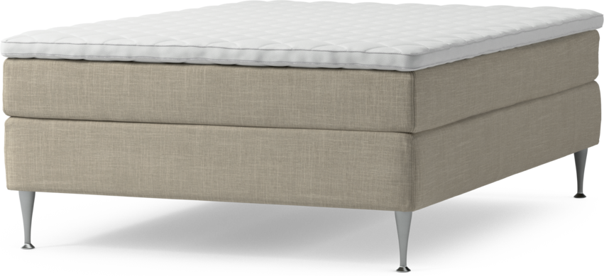 Delux Sense - Kontinentalsäng, enkelsäng 140 cm med bäddmadrass och sängben - Beige