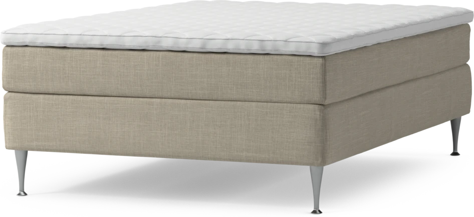 Delux Sense - Kontinentalsäng, enkelsäng 140 cm med bäddmadrass och sängben - Beige