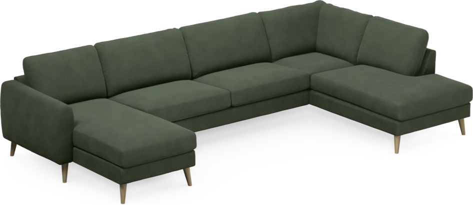 Bridge - 3-sits soffa med schäslong vänster och divan höger - Grön