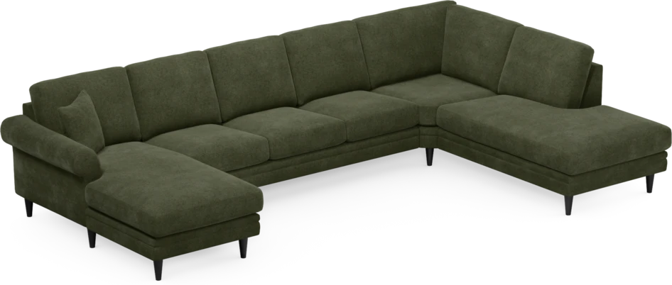 Eden - 3-sits soffa med schäslong vänster och divan höger - Grön