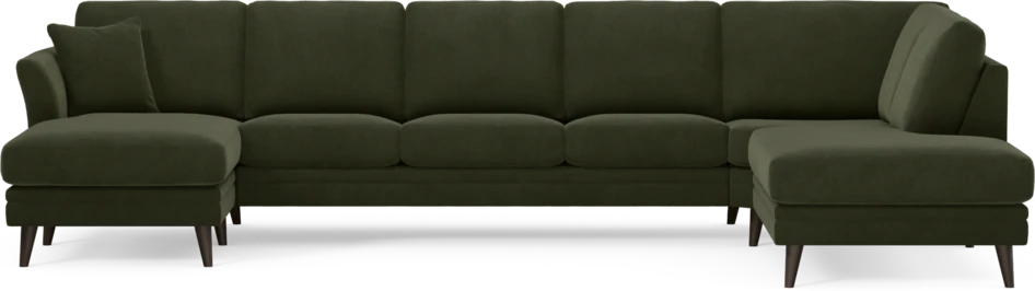 Eden - 3-sits soffa med schäslong vänster och divan höger - Grön