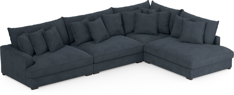 Rossi - 4-sits soffa med divan höger - Blå