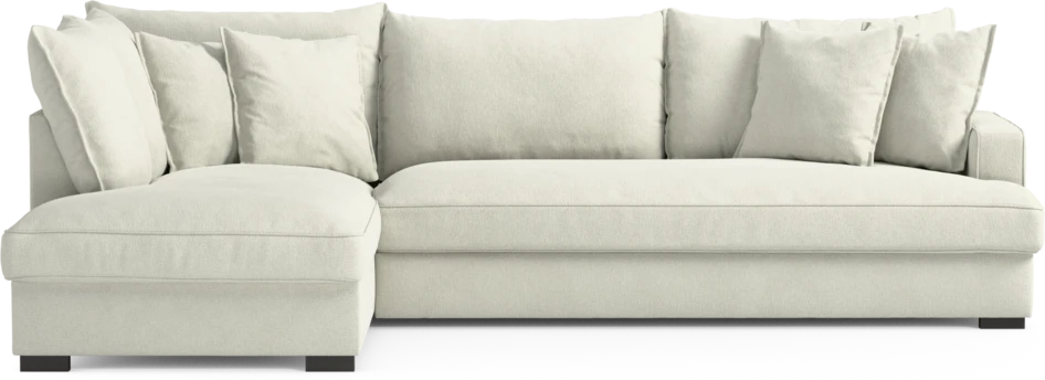 Mila - 3-sits soffa med divan vänster, hel dyna - Vit