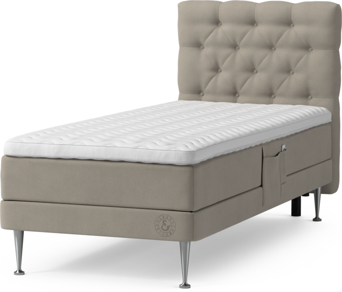 Särö Comfort - Ställbar säng, enkelsäng med bäddmadrass Pikerad Låg sänggavel