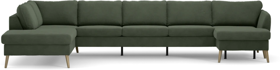 County - 4-sits soffa med divan vänster och schäslong höger - Grön