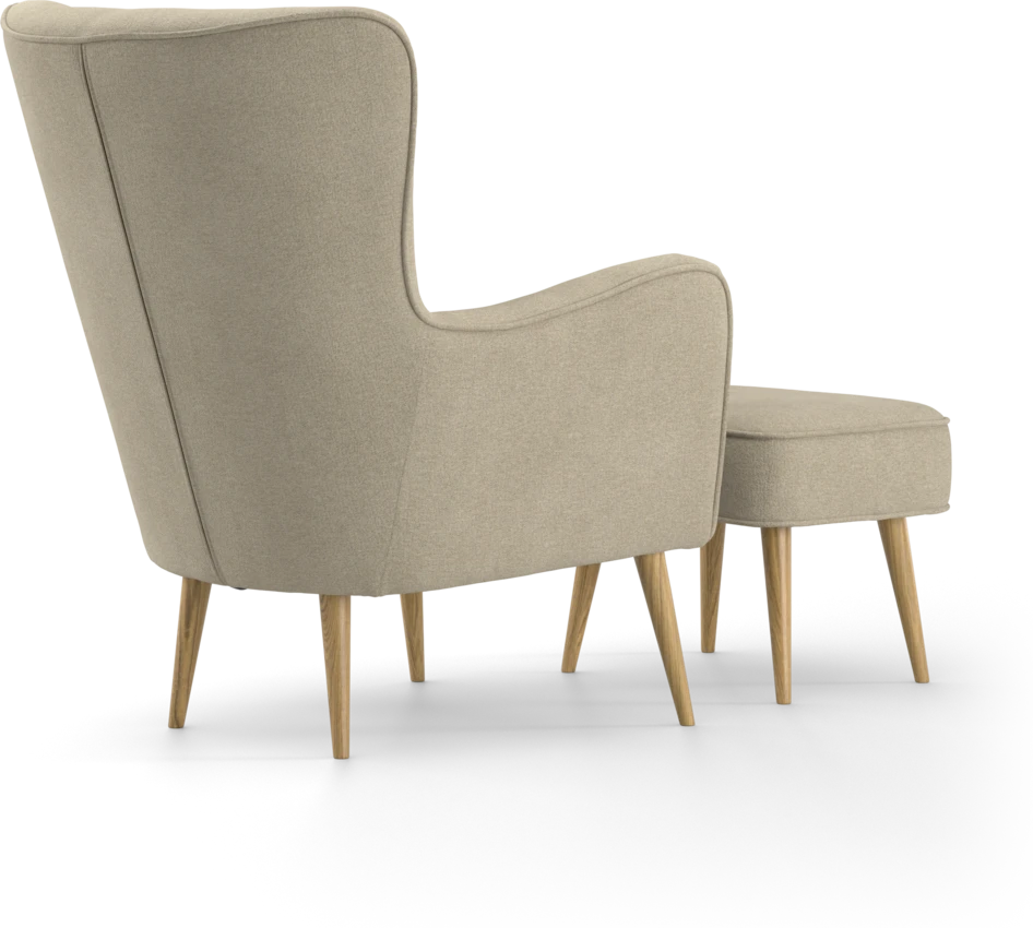 Cordelia - Fåtölj med fotpall - Beige