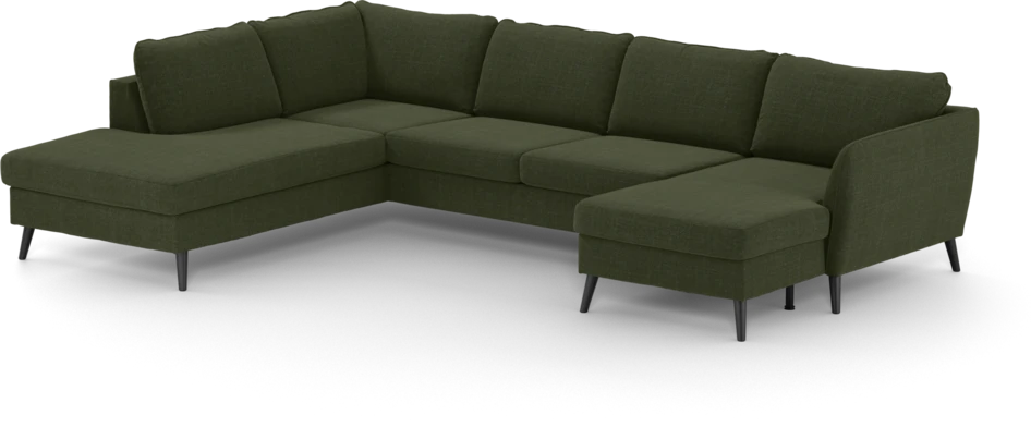 County - 3-sits soffa med divan vänster och schäslong höger - Grön
