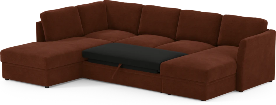 Öland - Bäddsoffa med divan vänster och schäslong höger - Orange