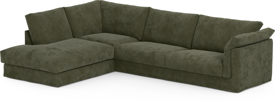 Cherrie - 3-sits soffa med divan vänster, med kappa - Grön
