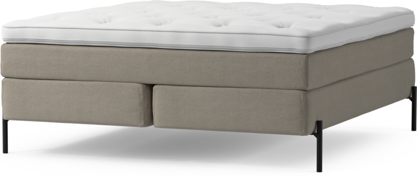 Delux Sense - Kontinentalsäng, dubbelsäng med bäddmadrass och sängben - Beige