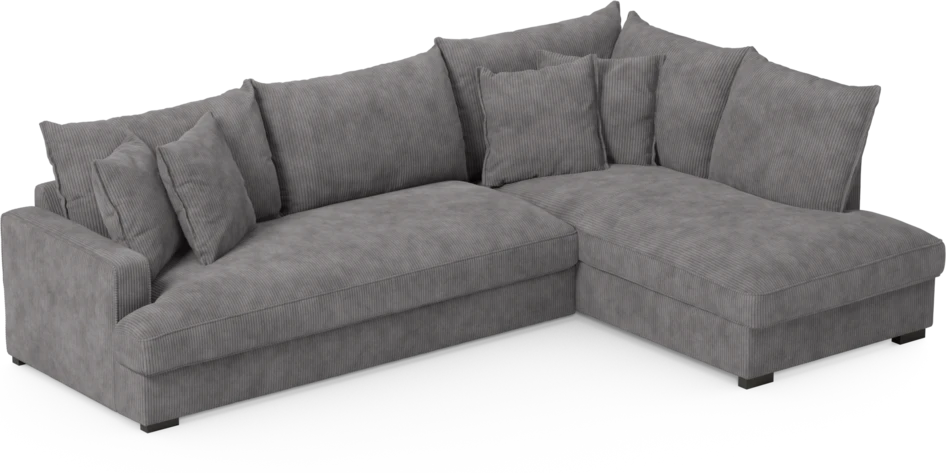Mila - 3-sits soffa med divan höger, hel dyna - Grå