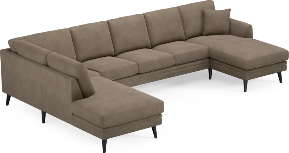 Eden - 3-sits soffa med divan vänster och schäslong höger - Brun