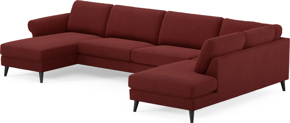Bridge - 3-sits soffa med schäslong vänster och divan höger - Röd
