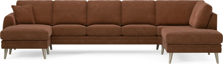 Eden - 3-sits soffa med schäslong vänster och divan höger - Orange