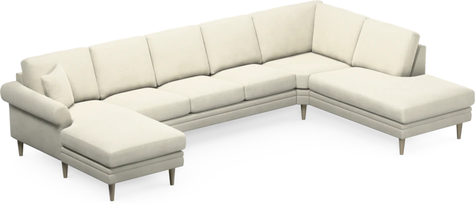 Eden - 3-sits soffa med schäslong vänster och divan höger - Vit