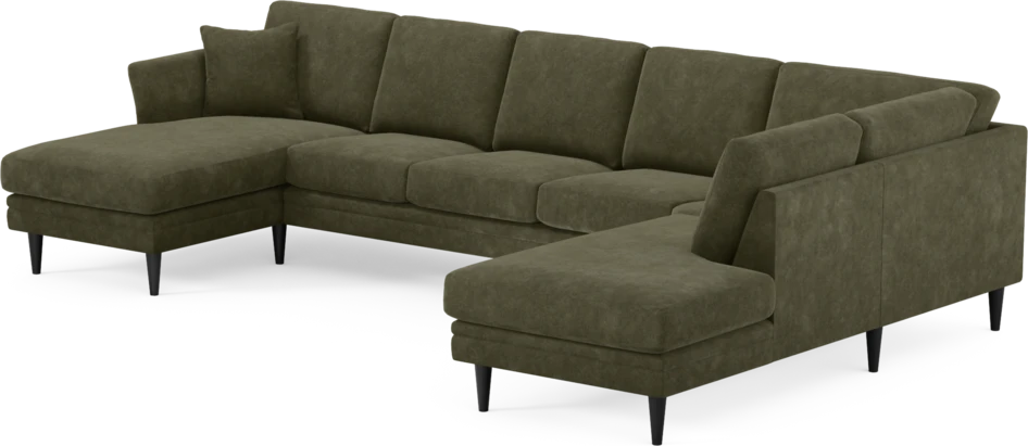 Eden - 3-sits soffa med schäslong vänster och divan höger - Grön