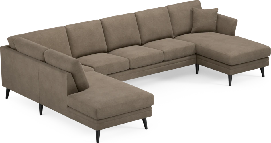 Eden - 3-sits soffa med divan vänster och schäslong höger - Brun