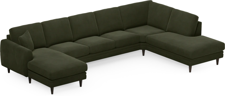 Eden - 3-sits soffa med schäslong vänster och divan höger - Grön