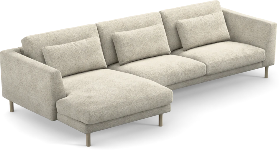Willow - 3-sits soffa med schäslong vänster, fast klädsel - Beige