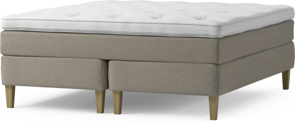 Delux Sense - Kontinentalsäng, dubbelsäng med bäddmadrass och sängben - Beige