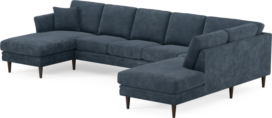 Eden - 3-sits soffa med schäslong vänster och divan höger - Blå