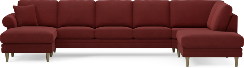 Eden - 3-sits soffa med schäslong vänster och divan höger - Röd