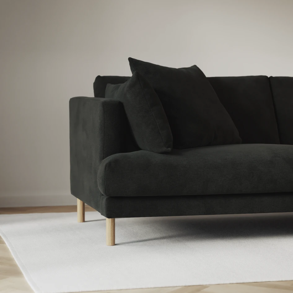 Harper - 3-sits soffa med divan höger - Svart