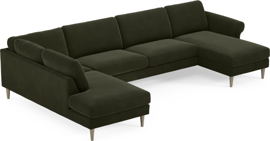Bridge - 3-sits soffa med divan vänster och schäslong höger - Grön