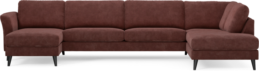 Bridge - 3-sits soffa med schäslong vänster och divan höger - Röd