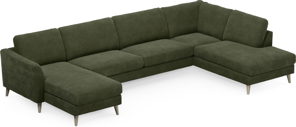 Bridge - 3-sits soffa med schäslong vänster och divan höger - Grön