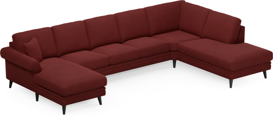 Eden - 3-sits soffa med schäslong vänster och divan höger - Röd