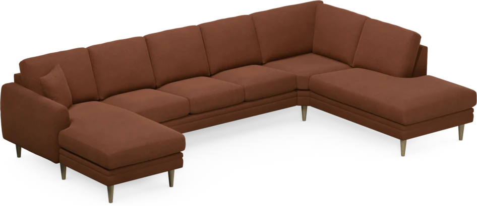 Eden - 3-sits soffa med schäslong vänster och divan höger - Orange