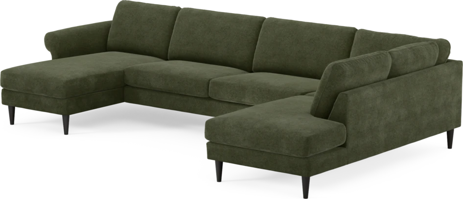 Bridge - 3-sits soffa med schäslong vänster och divan höger - Grön