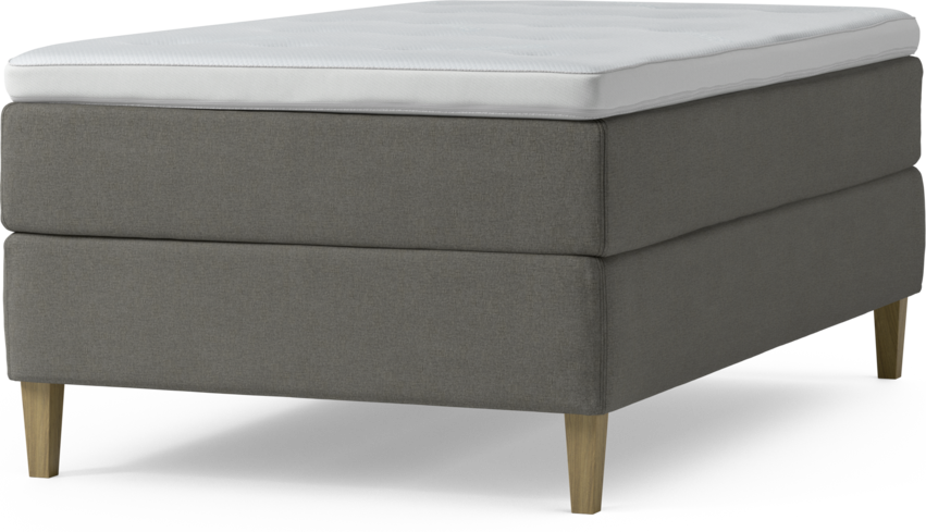 Delux Exclusive - Kontinentalsäng, enkelsäng 120 cm med bäddmadrass och sängben - Grå