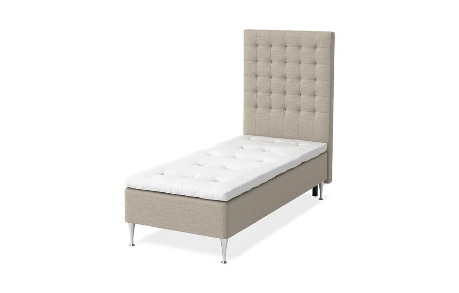 Sense Delux - Ramsäng, enkelsäng med bäddmadrass Sleep Delux vit - Beige
