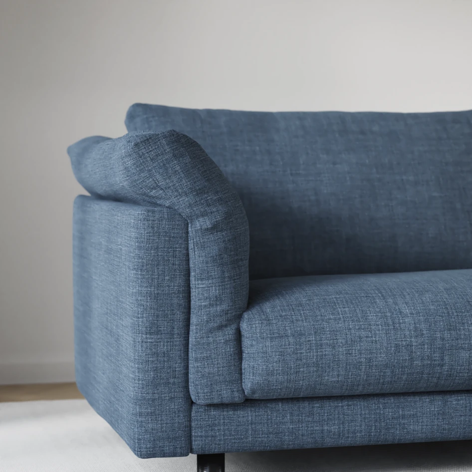 Cherrie - 3-sits soffa med divan vänster, fast klädsel - Blå