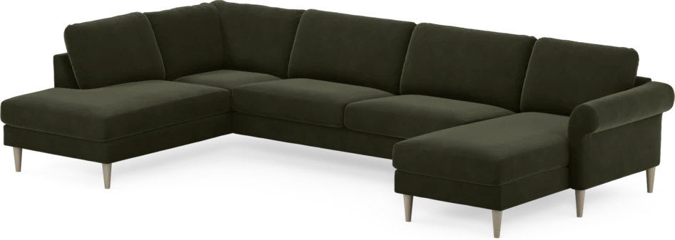 Bridge - 3-sits soffa med divan vänster och schäslong höger - Grön