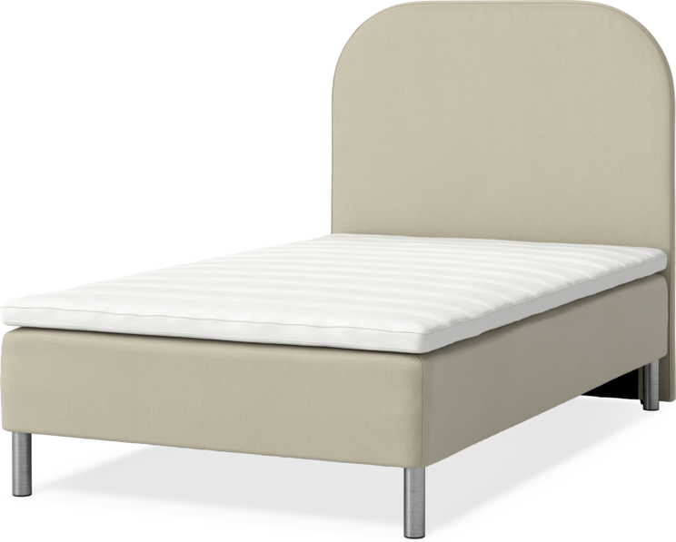 Roma Family - Ramsäng, enkelsäng med bäddmadrass och sänggavel slät, B 90-120 - Beige
