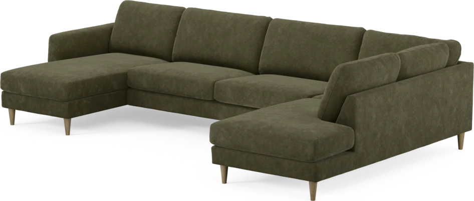 Bridge - 3-sits soffa med schäslong vänster och divan höger - Grön