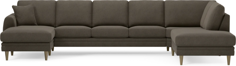Eden - 3-sits soffa med schäslong vänster och divan höger - Brun