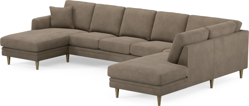 Eden - 3-sits soffa med schäslong vänster och divan höger - Brun