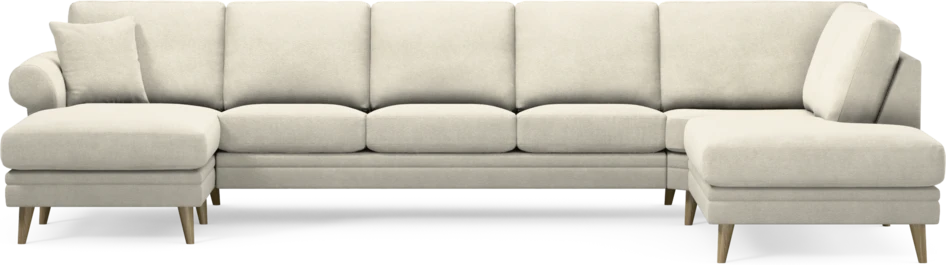 Eden - 3-sits soffa med schäslong vänster och divan höger - Vit