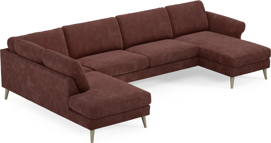 Bridge - 3-sits soffa med divan vänster och schäslong höger - Röd
