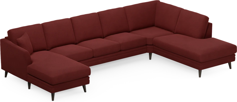 Eden - 3-sits soffa med schäslong vänster och divan höger - Röd