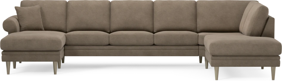 Eden - 3-sits soffa med schäslong vänster och divan höger - Brun