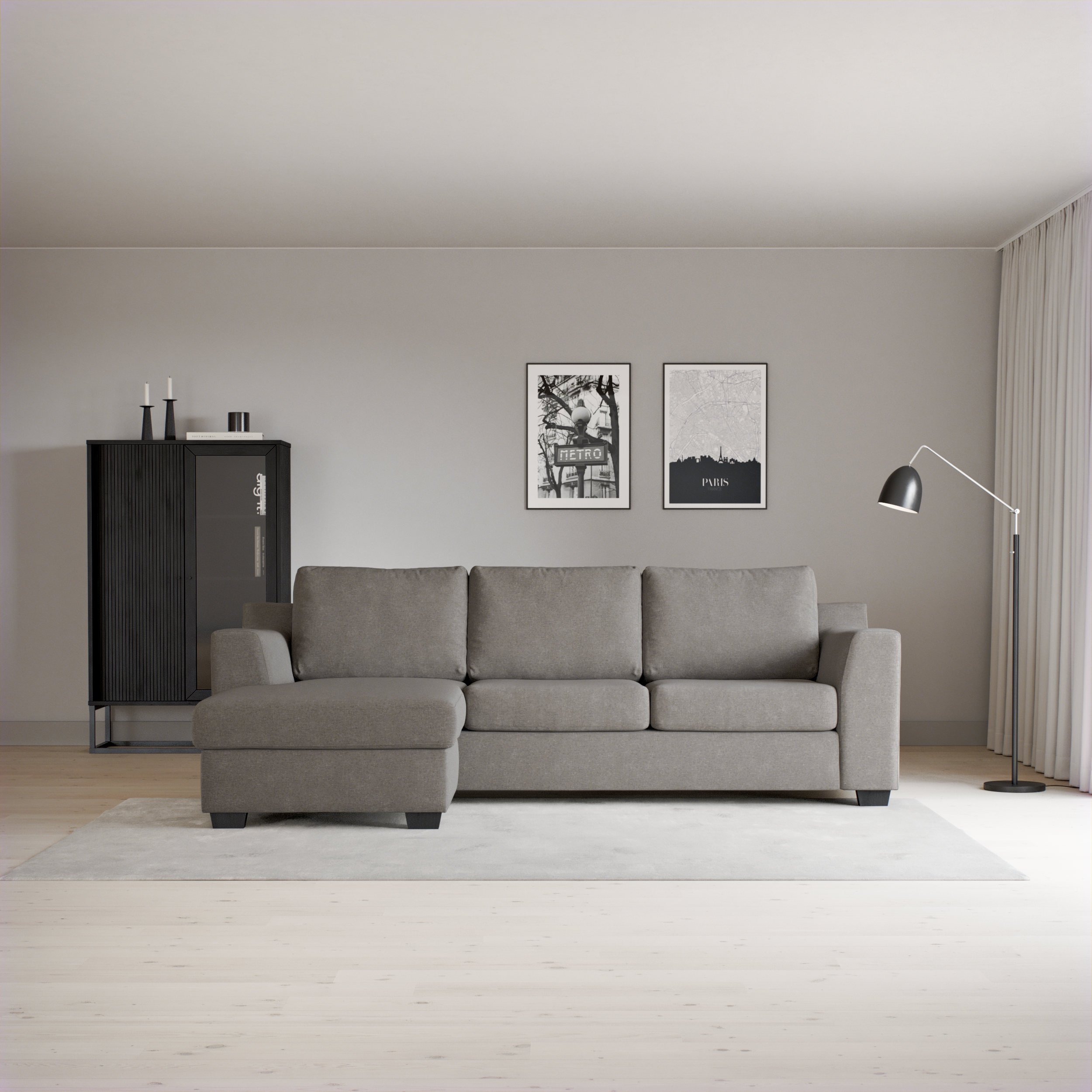 Friday, 3-sits soffa med schäslong vänster